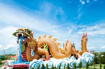 Fototapeta premium The Dragon Village at nature land city along by suphanburi Province. 