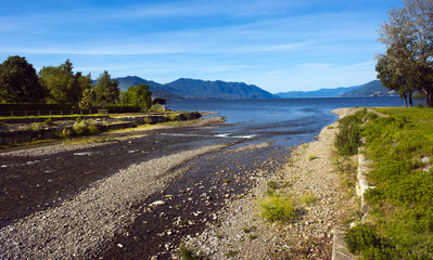 The mouth of the river Giona in the Lago Maggiore in Maccagno - Maccagno, Lake Maggiore, Varese, Lombardy, Italy