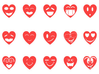 heart smiley icons set
