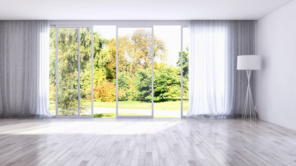 Modern bright living room, interiors. 3D rendering