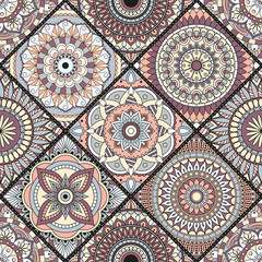 Fototapeta premium Seamless pattern. Vintage decorative elements. Hand drawn background. Islam, Arabic, Indian, ottoman motifs. Perfect for printing on fabric or paper.