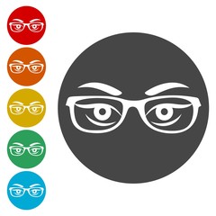 Obraz premium Woman's eyes with glasses vector icons set 