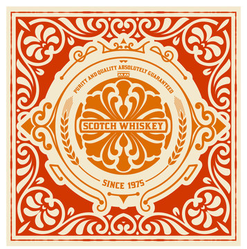 Whiskey label. Vector layered