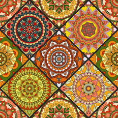 Seamless pattern. Vintage decorative elements. Hand drawn background. Islam, Arabic, Indian, ottoman motifs. Perfect for printing on fabric or paper.