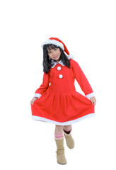 Portrait of little girl in a Santa costume ,Christmas concept