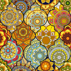 Seamless pattern. Vintage decorative elements. Hand drawn background. Islam, Arabic, Indian, ottoman motifs. Perfect for printing on fabric or paper.