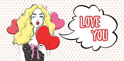 Vector Love Kiss Illustration With Hearts