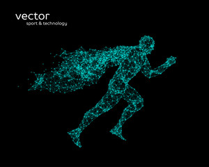 Abstract vector illustration of running superman.