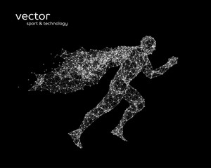 Fototapeta na wymiar Abstract vector illustration of running superman.