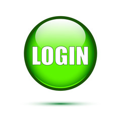 Green glossy login button on white