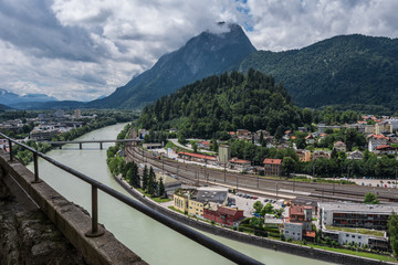 The city Kufstein in Tyrol on river Inn, Austria