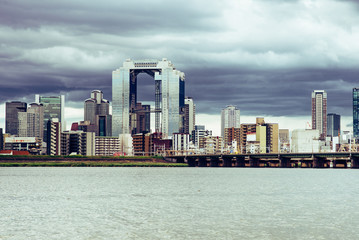 Naklejka premium 都市風景 日本 大阪