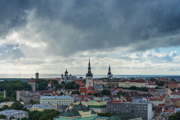 Fototapeta premium Scenic summer aerial view of the Old Town architecture in Tallinn, Estonia