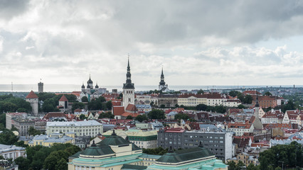 Fototapeta premium Scenic summer aerial view of the Old Town architecture in Tallinn, Estonia
