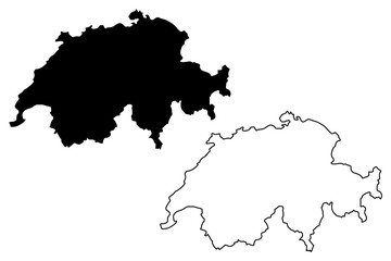 Switzerland map vector illustration, scribble sketch Switzerland