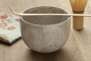 Obraz na płótnie Canvas Accessories to prepare Japanese matcha tea