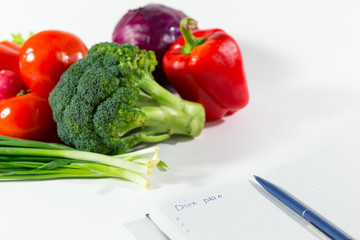 Organic nutrition, diet plan, fresh vegetables