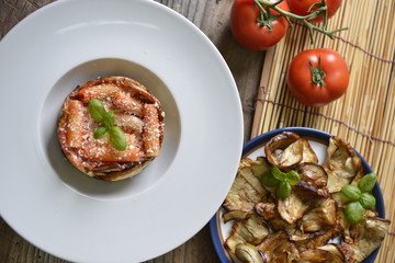 maccheroni e melanzane fritte