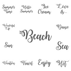 Beach party poster template with typographic element. EPS10 vector illustration.