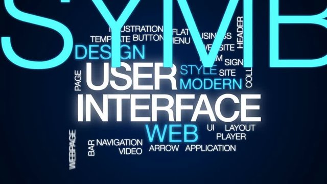 User interface animated word cloud, text design animation.