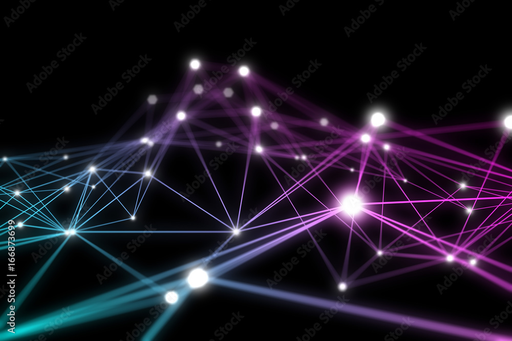 Aufkleber colorful 3d wireframe mesh with glowing connection points