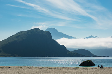 Fototapeta premium Haukland Beach auf den Lofoten in Norwegen