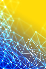 3D wireframe mesh - cloud network technology or science background