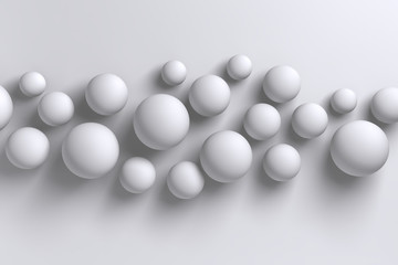 Abstract bright white 3D low polygon geometric spheres background shapes