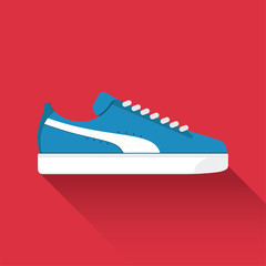 Vector drawn sport shoes, sneakers for summer. Vector stock illustration. Sport wear for men and women. Flat design. Vector illustration.