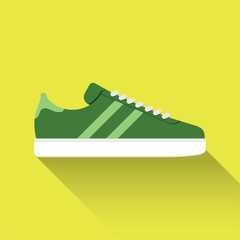 Vector drawn sport shoes, sneakers for summer. Vector stock illustration. Sport wear for men and women. Flat design. Vector illustration.