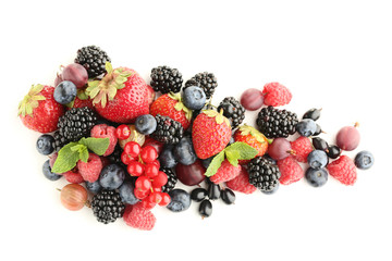 Fresh berries isolated on white background