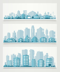 Vector illustration with a city in paper material style