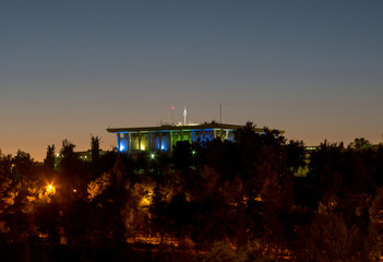 The knesset, Israeli parliament at night.