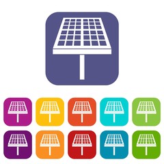 Solar energy panel icons set