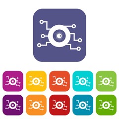 Cyber eye symbol icons set