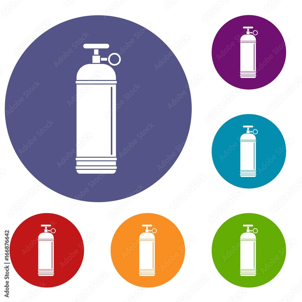 Poster compressed gas container icons set