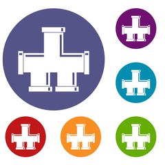 Drain system icons set