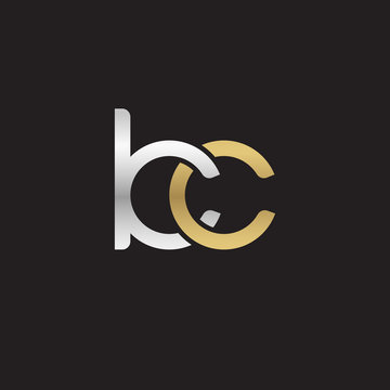 Initial lowercase letter kc, linked overlapping circle chain shape logo, silver gold colors on black background
 
