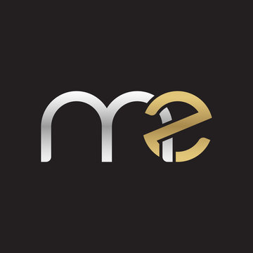 Initial lowercase letter mz, linked overlapping circle chain shape logo, silver gold colors on black background