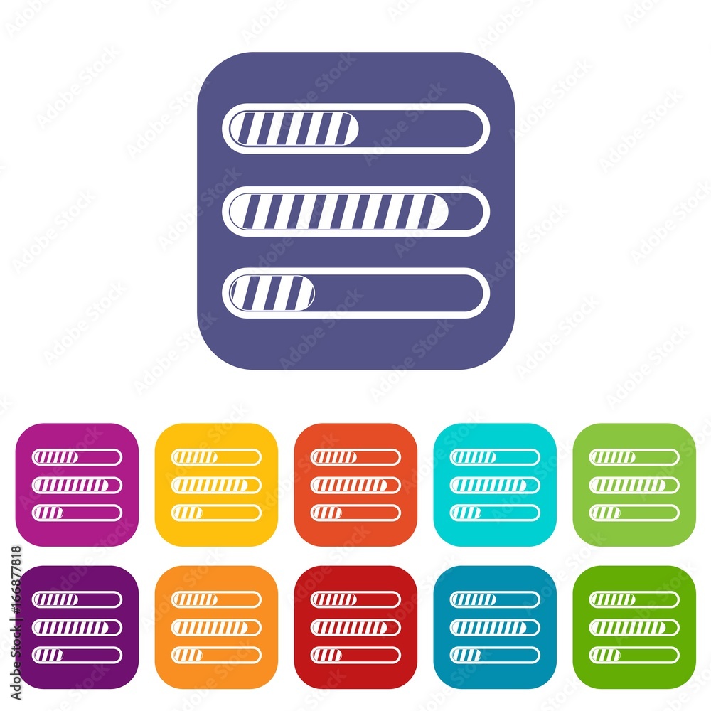 Aufkleber sign horizontal columns load icons set