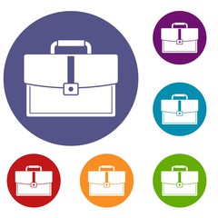 Business briefcase icons set