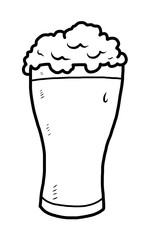 glass of beer / cartoon vector and illustration, black and white, hand drawn, sketch style, isolated on white background.
