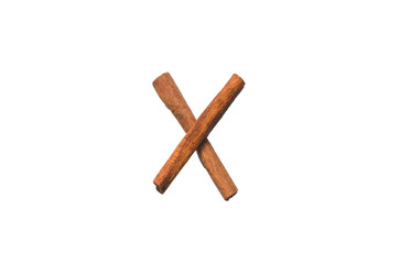 Figures from cinnamon sticks, isolate