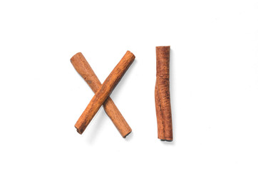 Figures from cinnamon sticks, isolate