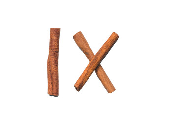 Figures from cinnamon sticks, isolate