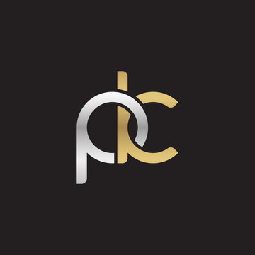 Initial lowercase letter pk, linked overlapping circle chain shape logo, silver gold colors on black background
 

