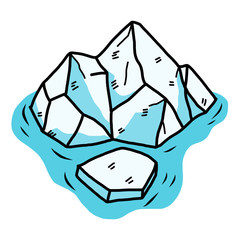 iceberg / cartoon vector and illustration, hand drawn style, isolated on white background.