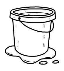 bucket of water / cartoon vector and illustration, black and white, hand drawn, sketch style, isolated on white background.