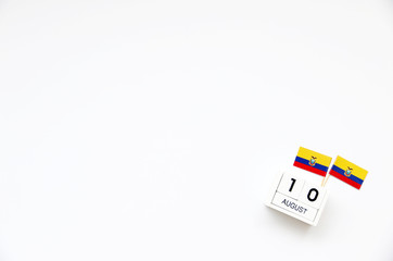 AUGUST 9 Wooden calendar Concept independence day of Ecuador and Ecuador national day.Copy space