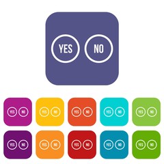 Selection buttons yes and no icons set